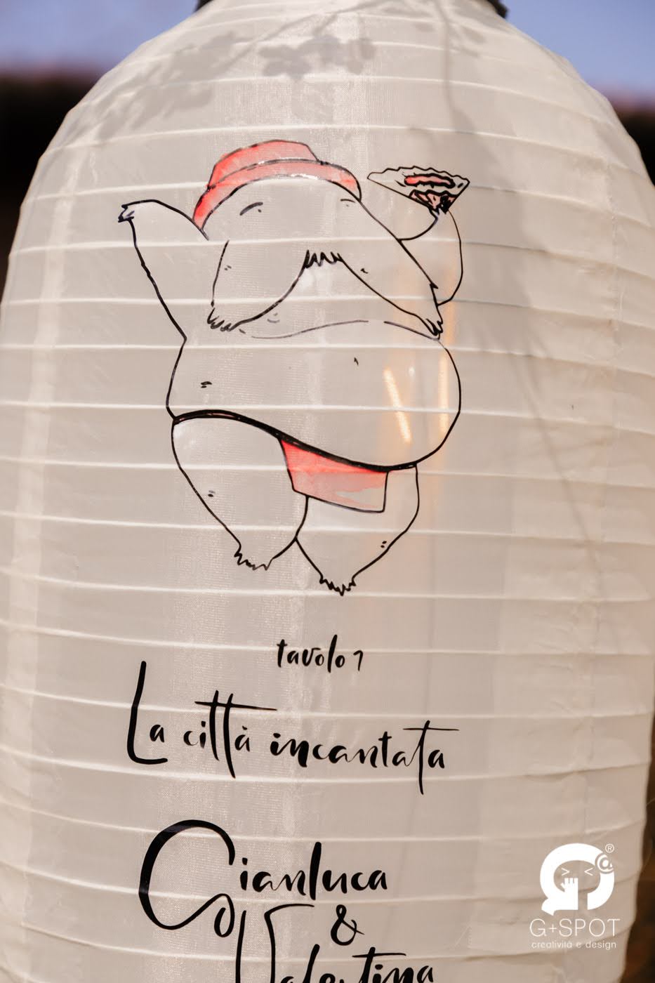 Matrimonio a tema Studio Ghibli di Gianluca e Valentina, con tableau su lanterne giapponesi, personaggi 3D, menù omamori e bomboniere furoshiki.