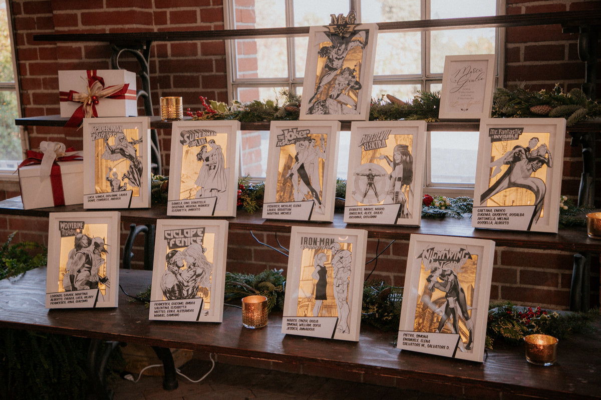 Tableau de mariage a tema comics e supereroi