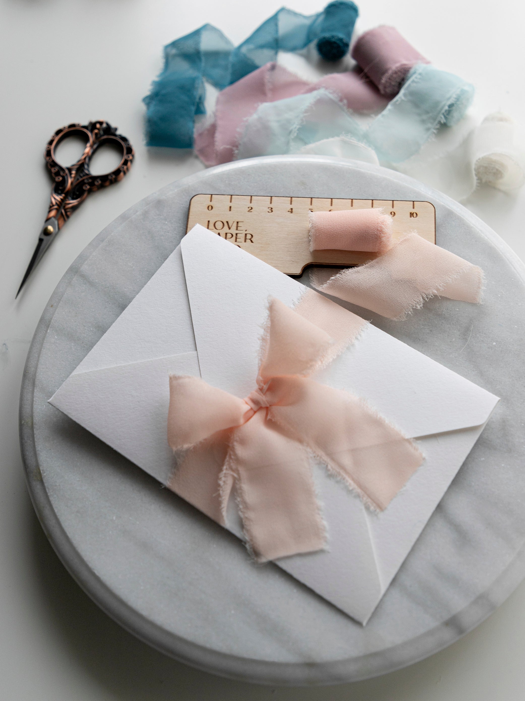 Nastro chiffon sfrangiato per partecipazioni | Pack 5